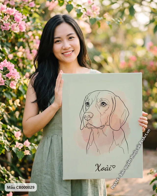 Tranh phác hoạ nét tối giản · Beagle