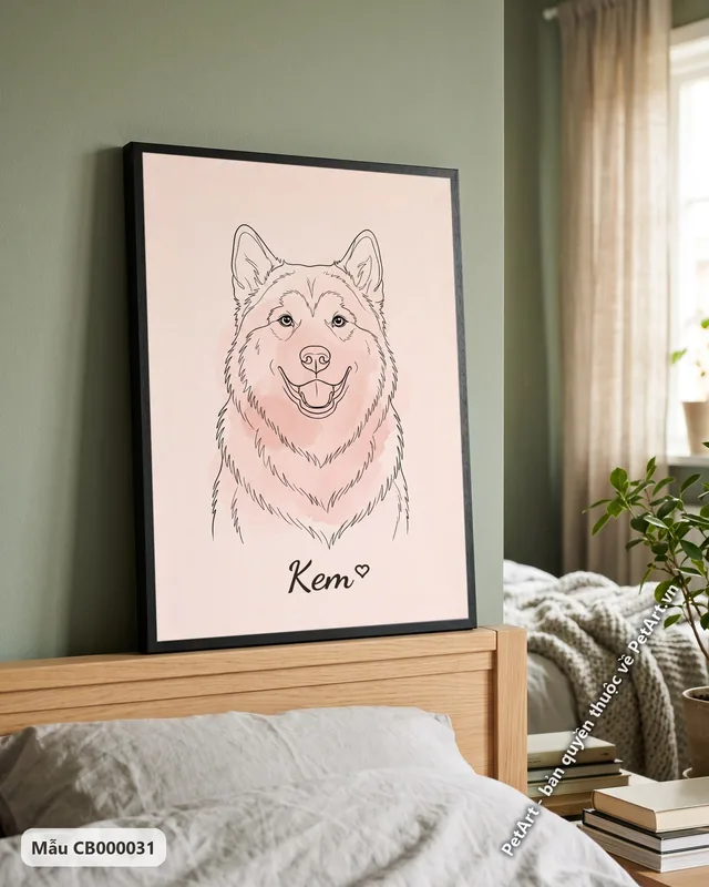 Alaska phác họa nét, nền hồng tối giản · góc khác