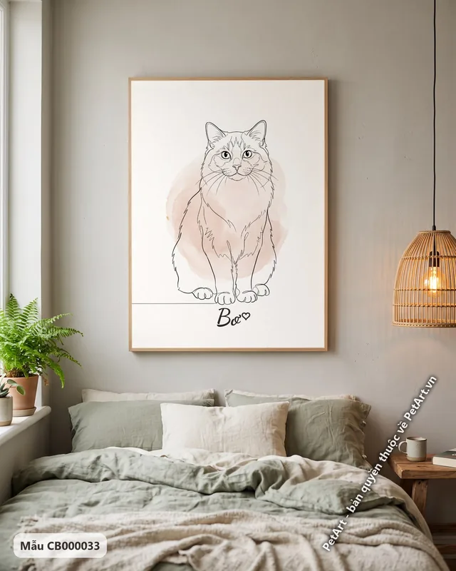 Mèo Ragdoll phác họa nét tối giản · góc khác