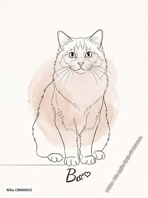 Mèo Ragdoll phác họa nét tối giản · ảnh tranh