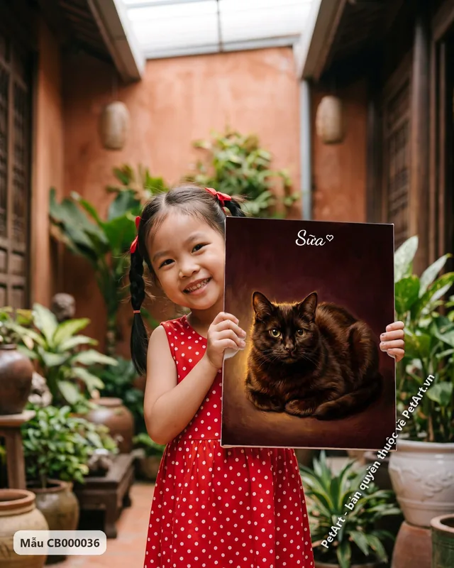 Mèo mun nằm, tranh sơn dầu cổ điển · góc khác