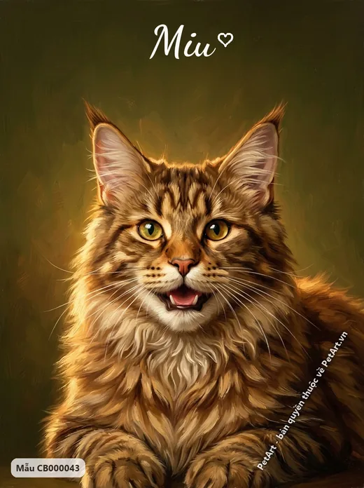 Mèo Maine Coon vằn nâu, tranh sơn dầu cổ điển · ảnh tranh