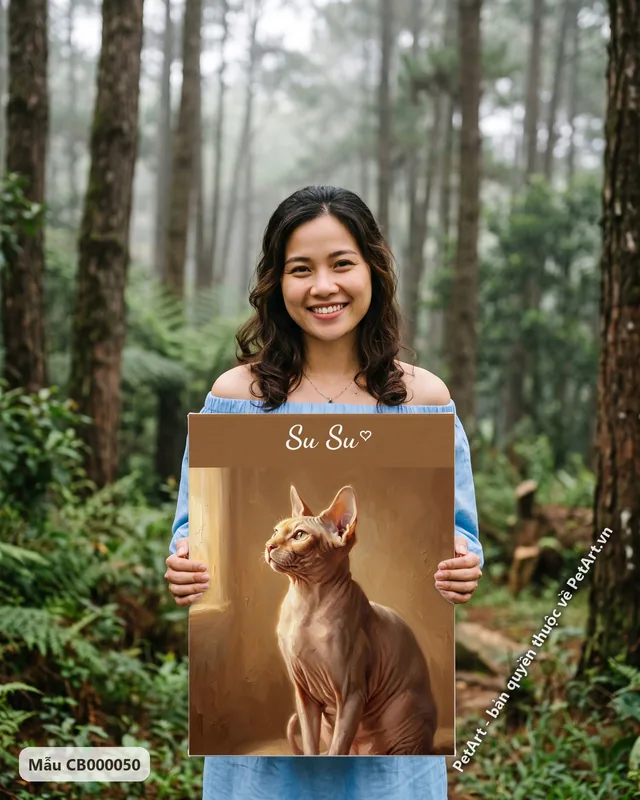 Mèo không lông nhìn xa, tranh sơn dầu · góc khác