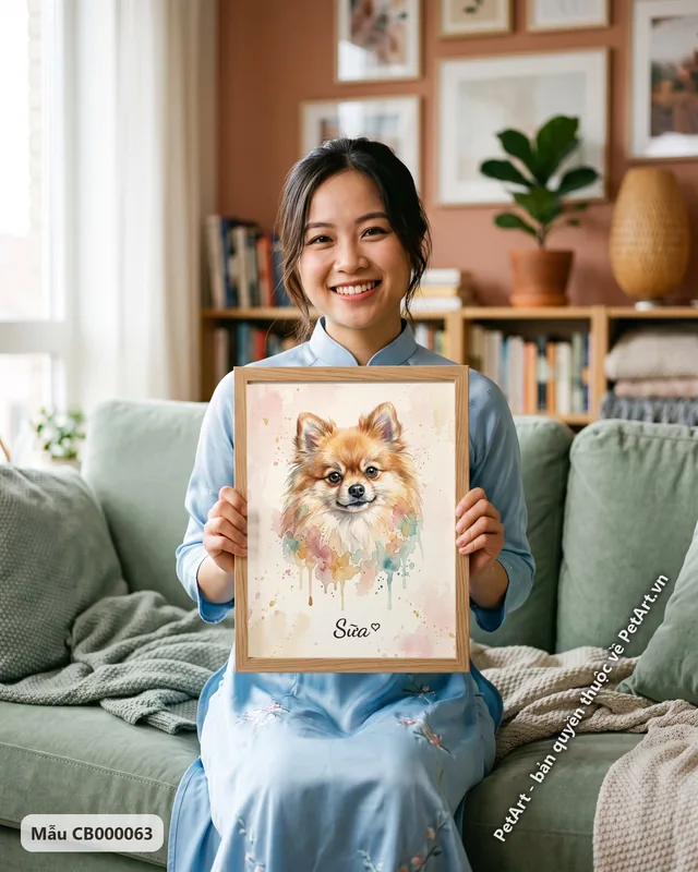 Chó Phốc sóc, tranh màu nước chảy · ảnh thực tế