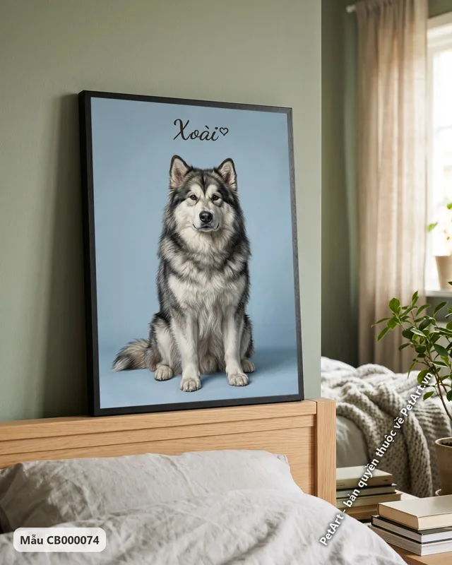 Chó Alaska chân dung chân thực ngồi · ảnh thực tế