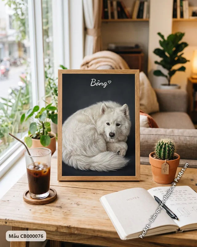 Chó Samoyed chân dung chân thực cuộn tròn · ảnh thực tế