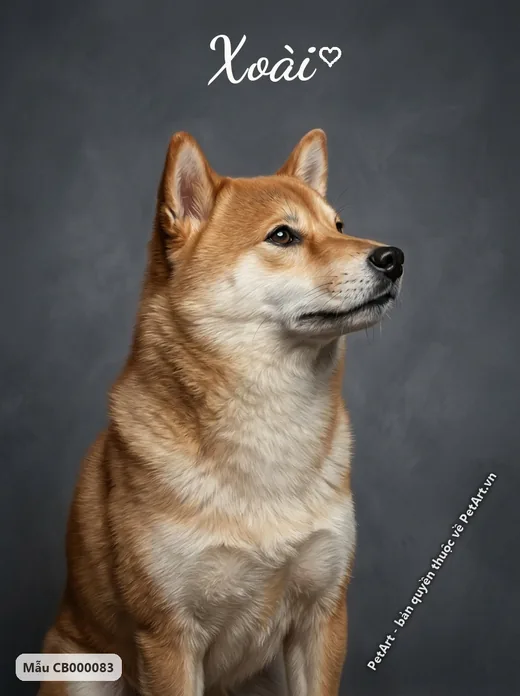 Chó Shiba chân dung chân thực nền xám · ảnh tranh