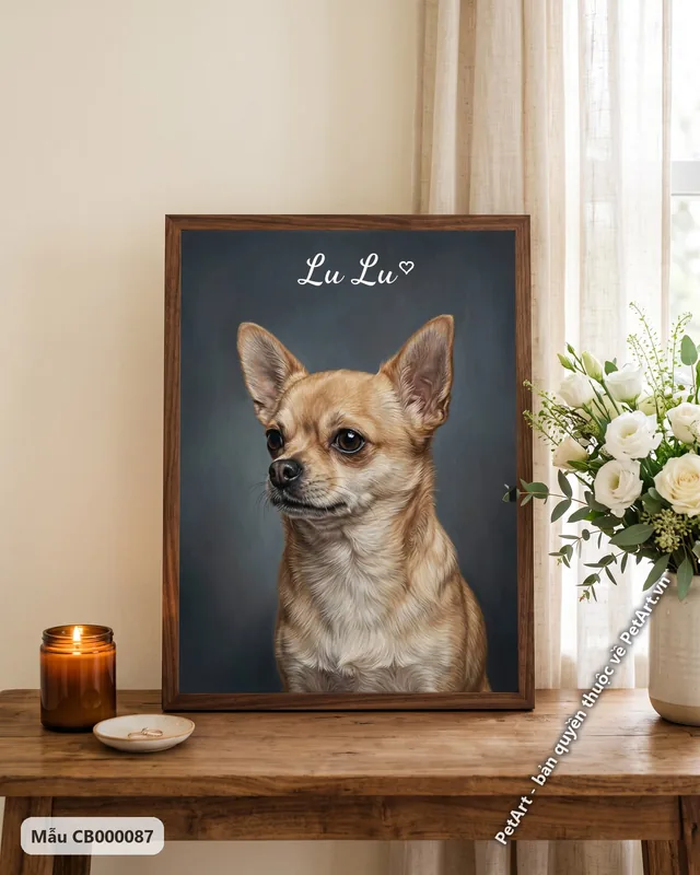 Chó Chihuahua chân dung chân thực nền xám · góc khác