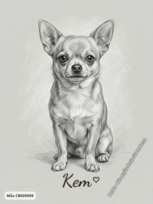 Chó Chihuahua ngồi vẽ chì đen trắng · ảnh tranh
