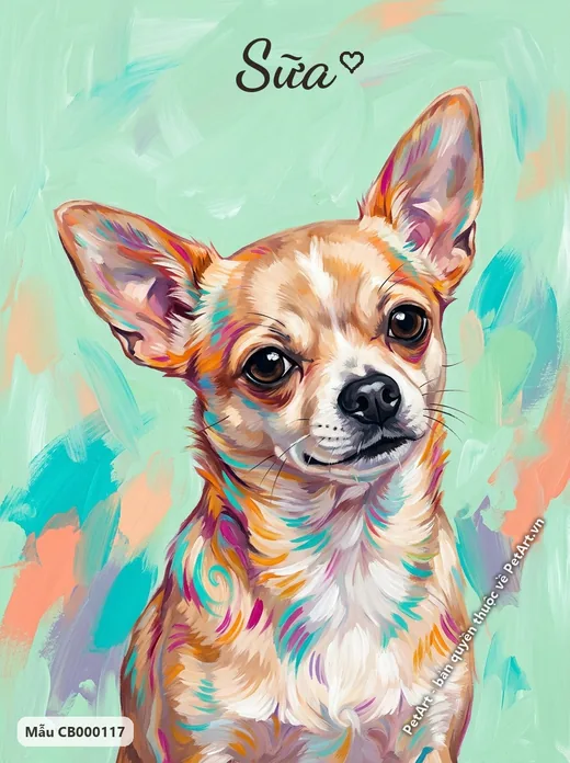Chihuahua tai vểnh, lông màu, phong cách acrylic · ảnh tranh