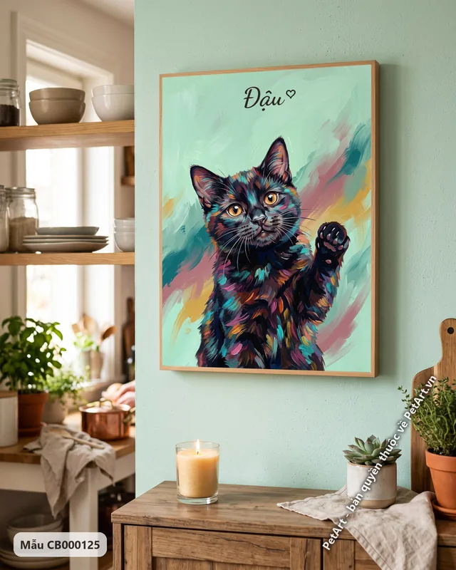 Mèo mun giơ chân, phong cách tranh acrylic · góc khác