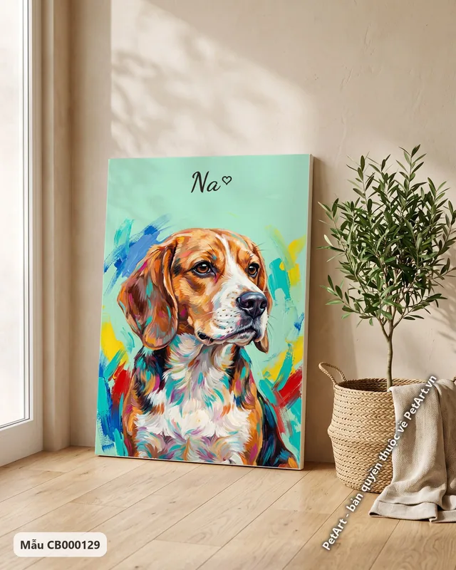 Beagle acrylic hiện đại sắc màu · góc khác