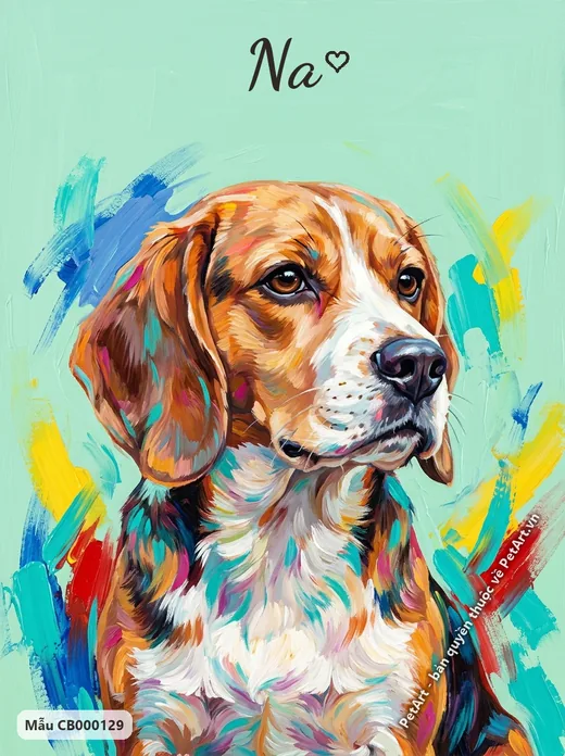 Beagle acrylic hiện đại sắc màu · ảnh tranh