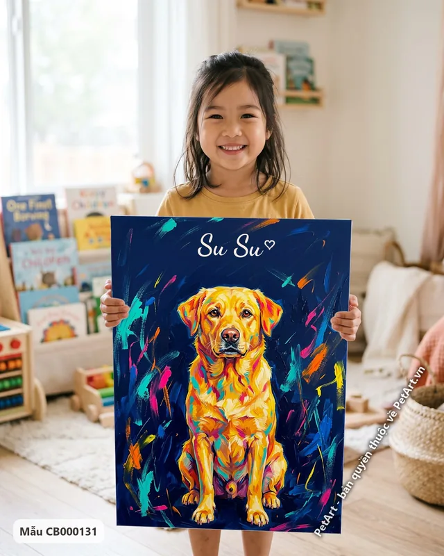 Tranh acrylic hiện đại · chó ta vàng