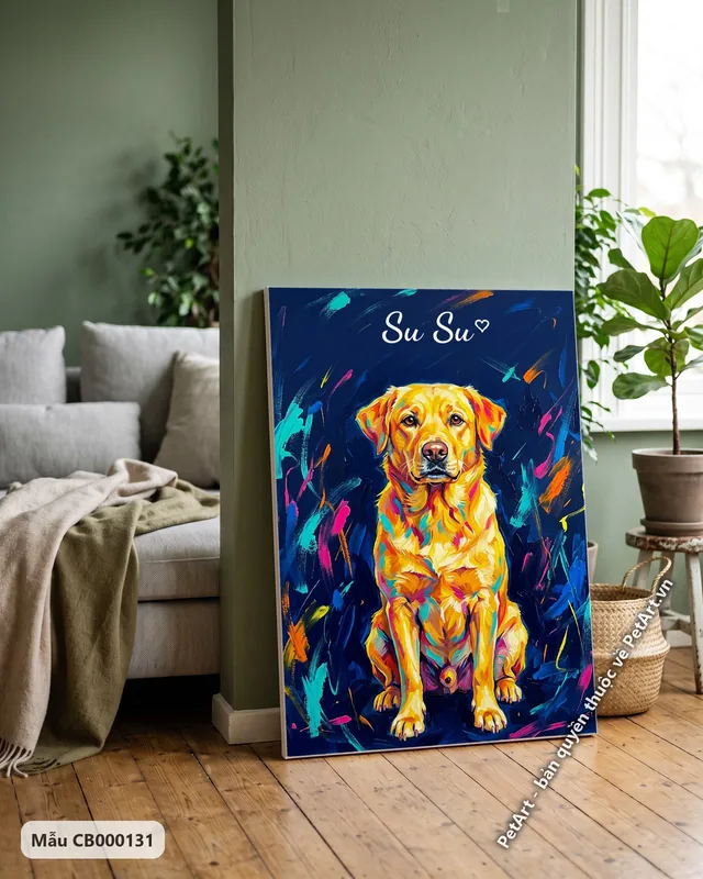 Labrador vàng acrylic nổi bật · góc khác