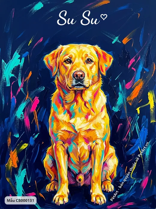 Labrador vàng acrylic nổi bật · ảnh tranh