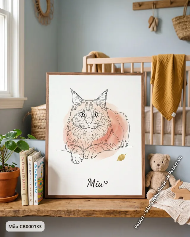 Mèo Maine Coon phác họa nét · góc khác