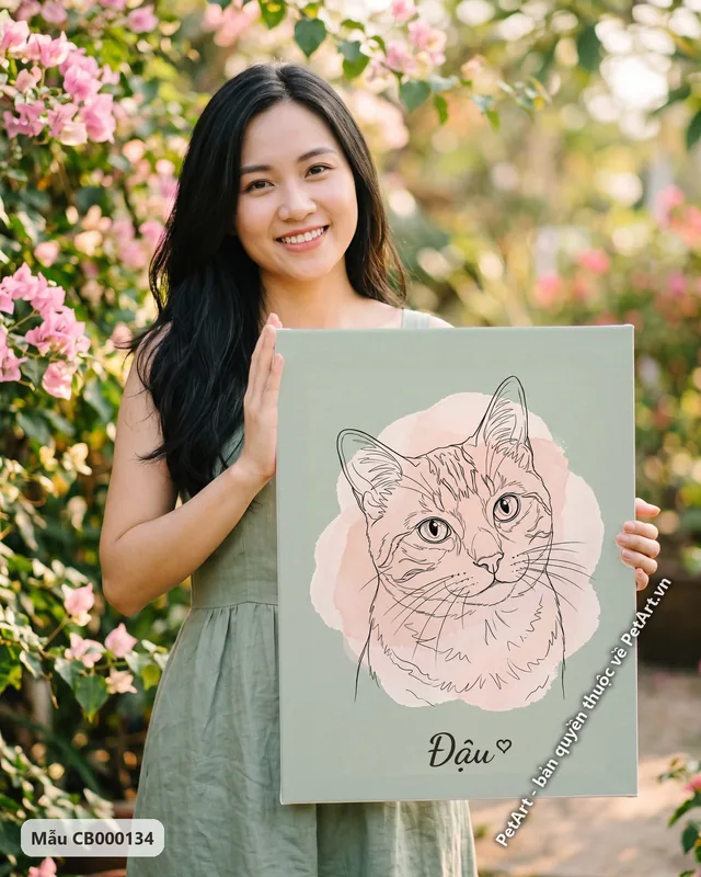Mèo mướp cam phác họa tối giản · góc khác