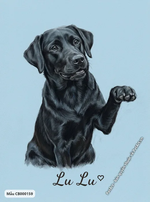 Chó Labrador đen giơ chân pastel mềm mại · ảnh tranh