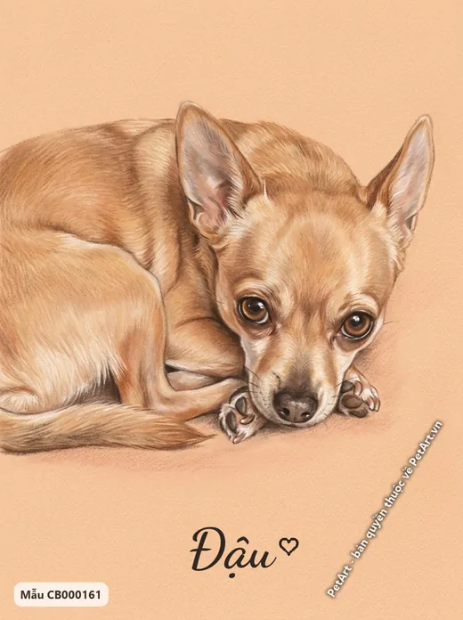 Chó Chihuahua cuộn tròn, tranh pastel mềm mại · ảnh tranh