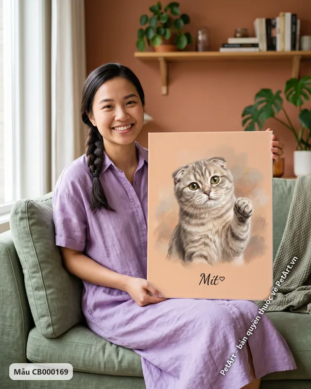 Tranh pastel mềm mại · mèo tai cụp