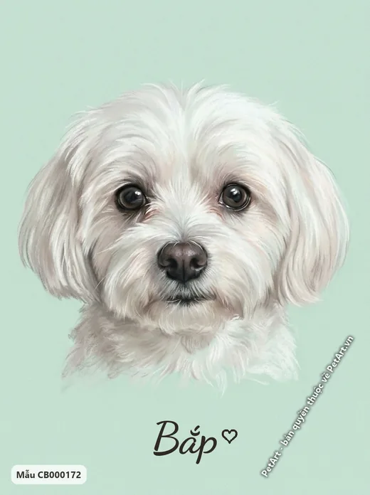 Chó Maltese trắng, tranh pastel mềm mại · ảnh tranh
