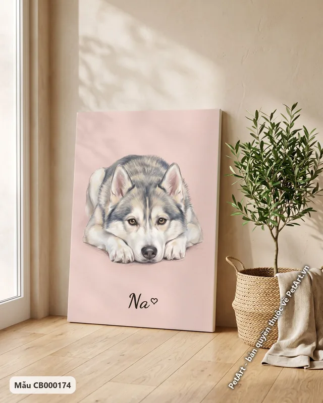 Tranh pastel mềm mại · Husky