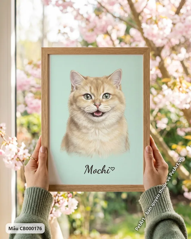 Mèo Anh lông dài cười, tranh pastel mềm mại · góc khác