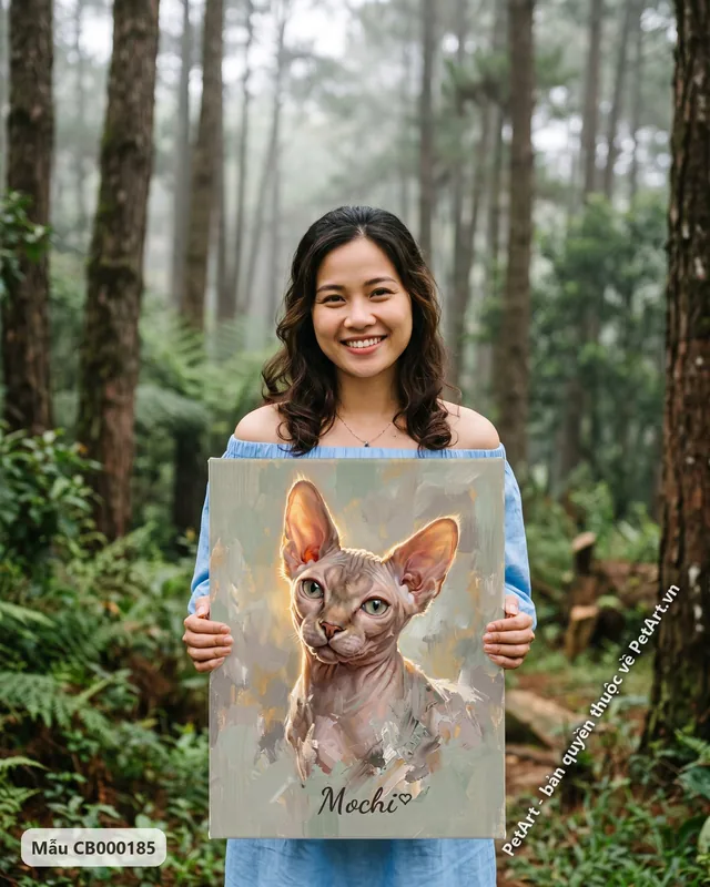 Tranh sơn dầu bán thực · mèo không lông