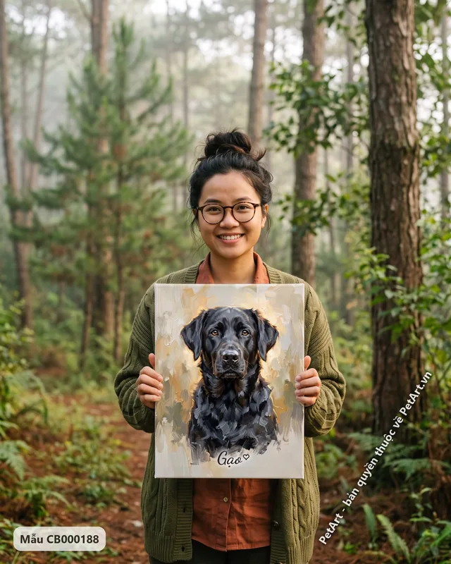 Chó Labrador đen phong cách sơn dầu bán thực · góc khác
