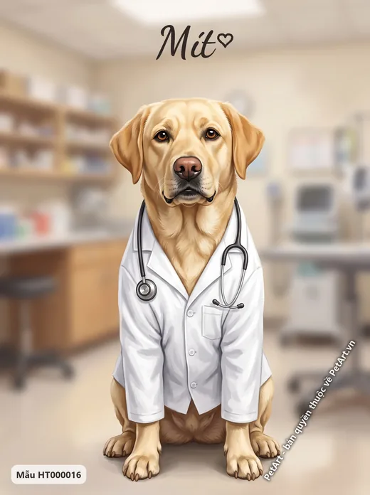 Chó Labrador bác sĩ phòng khám · ảnh tranh
