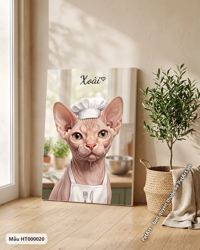 Tranh chó mèo làm bác sĩ, đầu bếp, phi hành gia · mèo không lông