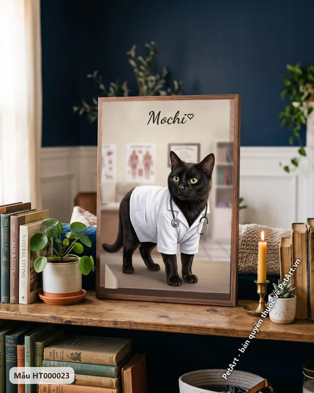 Mèo mun bác sĩ, áo blouse trắng · góc khác