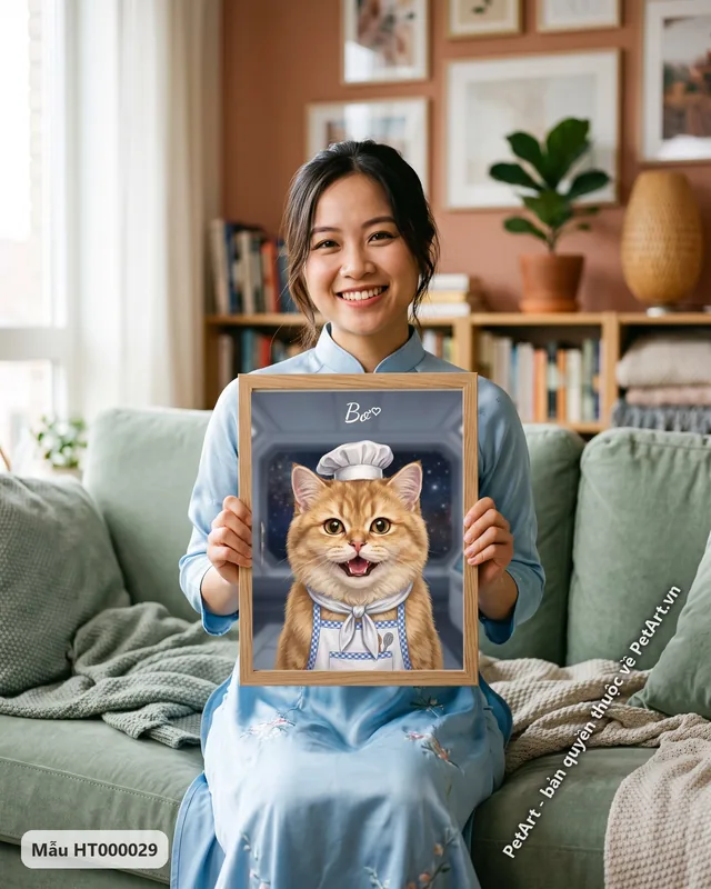 Tranh chó mèo làm bác sĩ, đầu bếp, phi hành gia · mèo Anh lông dài