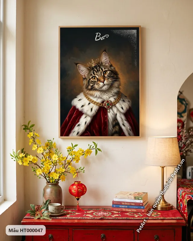 Mèo Maine Coon vương giả, tranh hoàng gia · góc khác