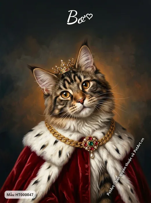 Mèo Maine Coon vương giả, tranh hoàng gia · ảnh tranh