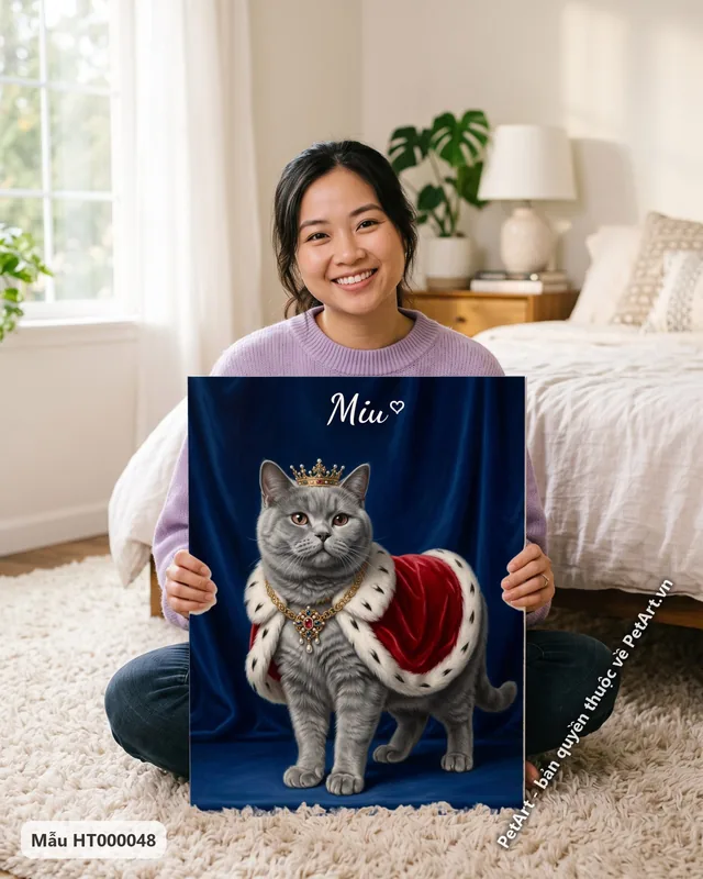 Mèo Anh lông ngắn hoàng gia, áo choàng đỏ · góc khác