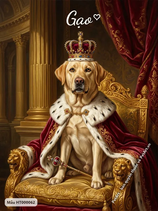 Chó Labrador vương giả trên ngai vàng · ảnh tranh
