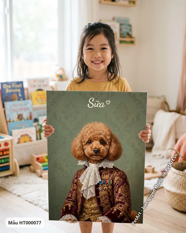 Chó Poodle quý tộc châu Âu áo tím · ảnh thực tế