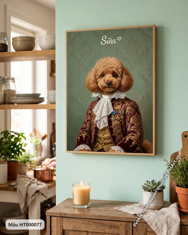 Chó Poodle quý tộc châu Âu áo tím · góc khác