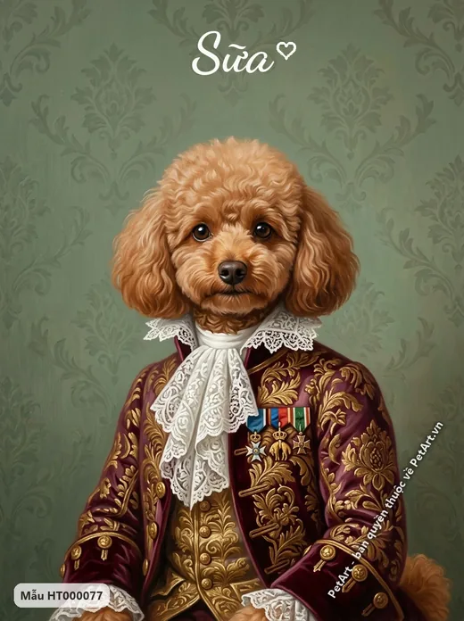 Chó Poodle quý tộc châu Âu áo tím · ảnh tranh