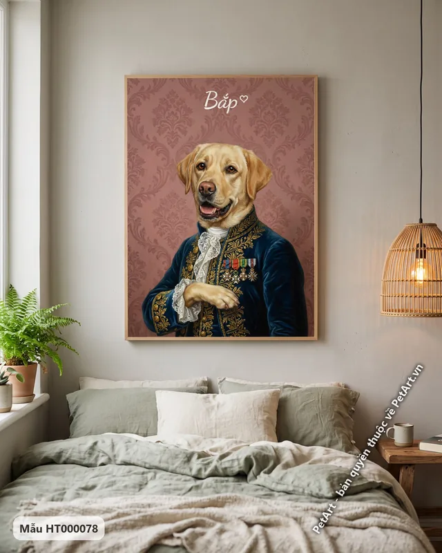 Chó Labrador quý tộc châu Âu áo xanh · ảnh thực tế