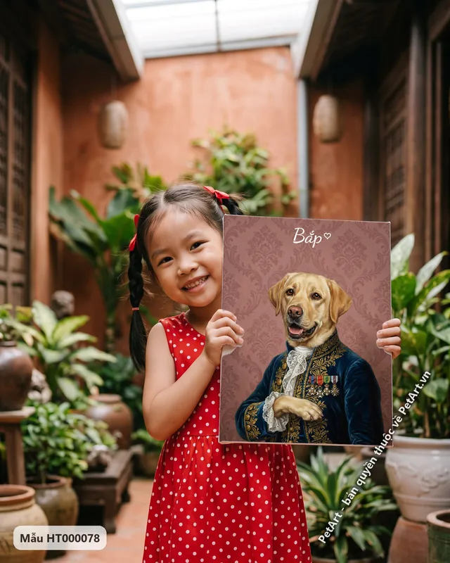 Chó Labrador quý tộc châu Âu áo xanh · góc khác
