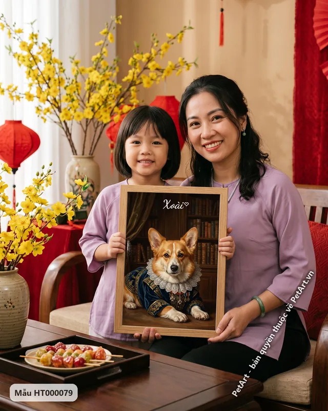 Chó Corgi quý tộc châu Âu áo xanh · ảnh thực tế
