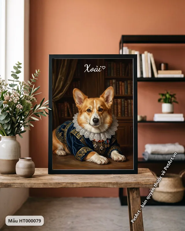 Chó Corgi quý tộc châu Âu áo xanh · góc khác