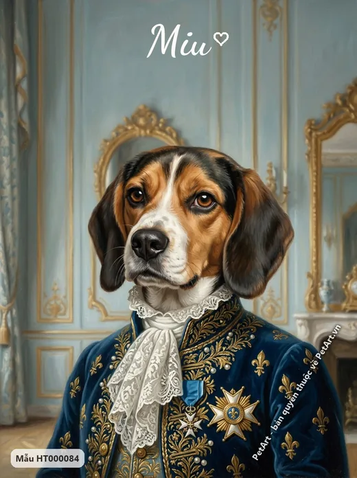 Chó Beagle quý tộc châu Âu áo xanh · ảnh tranh
