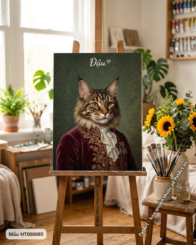 Mèo Maine Coon quý tộc châu Âu áo đỏ · góc khác