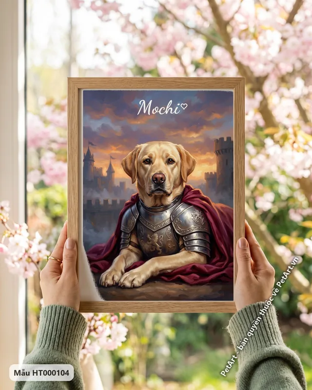 Labrador hiệp sĩ áo giáp đỏ · góc khác