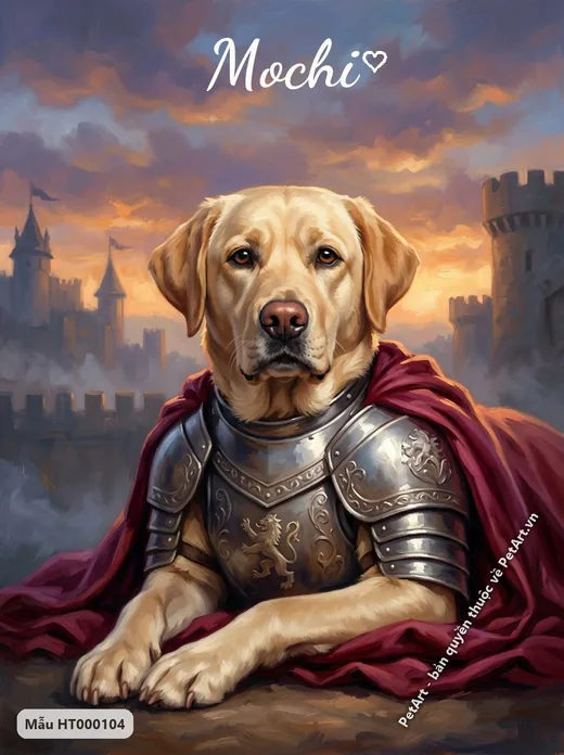Labrador hiệp sĩ áo giáp đỏ · ảnh tranh