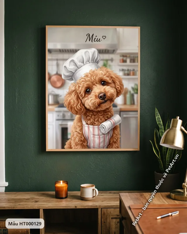 Chó Poodle đầu bếp dễ thương · góc khác
